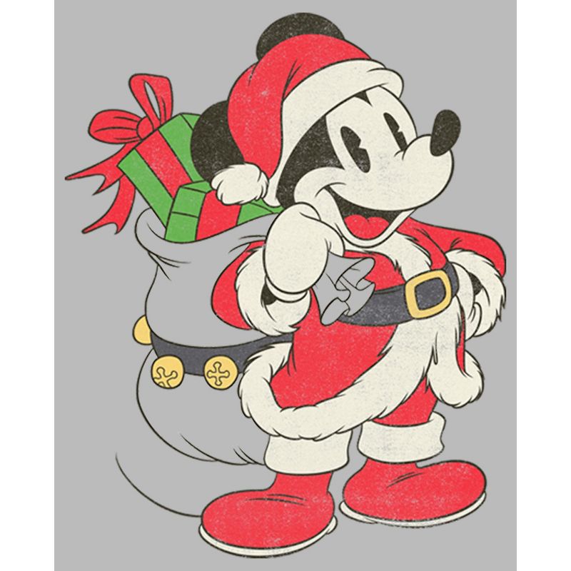 Juniors Womens Mickey & Friends Santa Mouse T-Shirt, 2 of 5