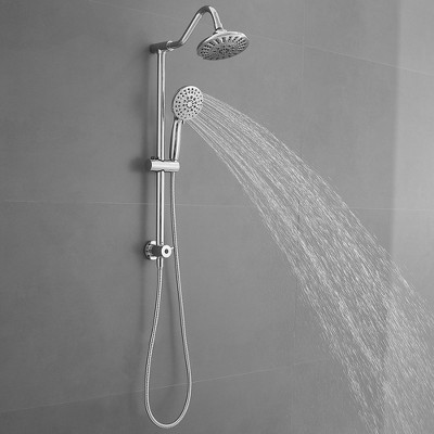 Chrome 5-Spray Wall Mount Shower Head with Handheld
