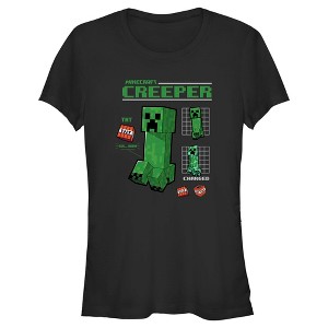 Juniors Womens Minecraft Creeper Graph Charged T-Shirt - 1 of 4