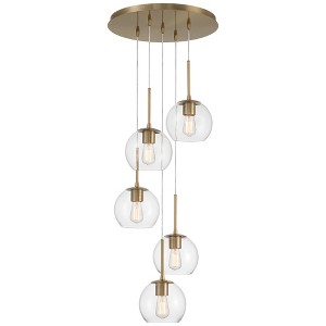 Possini Euro Design Samantha Soft Gold Pendant Chandelier 19 1/4" Wide Mid Century Modern Clear Glass 5-Light for Dining Room - 1 of 4