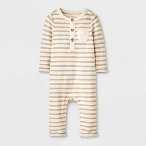 Baby Boys' Henley Cozy Long Sleeve Romper - Cat & Jack™ - 1 of 4