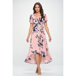 WEST K Women's Georgia Faux Wrap Dress with High-Low Hem and Tie Waist - 1 of 4