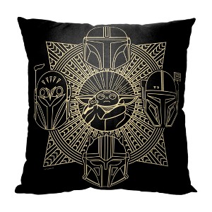 Disney Star Wars The Mandalorian Golden Group Throw Pillow 18x18 Inches - 1 of 2