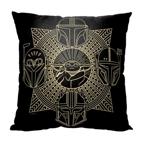 Disney Star Wars The Mandalorian Golden Group Throw Pillow 18x18 Inches - image 1 of 2