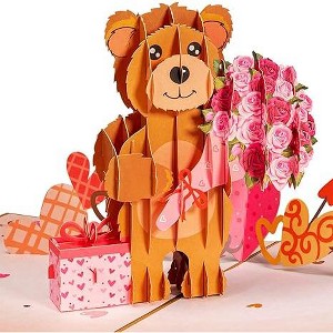 Paper Love 3D Love Bear Pop Up Card, For Valentines Day or All Occasions - 100% Recycled and Eco-Friendly, 8" x 6" - 1 of 4