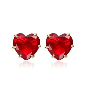 Guili Heart-Shaped Cubic Zirconia Stud Earrings Provide a Regal Sparkle and Vivid Color for a Classic and Polished Finish - 1 of 2