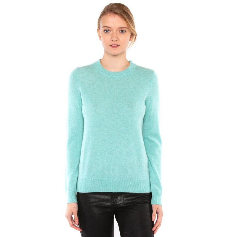 JENNIE LIU Women's 100% Pure Cashmere Long Sleeve Crew Neck Pullover Sweater, 1 of 3