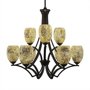 Toltec Lighting Zilo 9 - Light Chandelier in  Dark Granite with 5" Gold Fusion Shade - 1 of 1