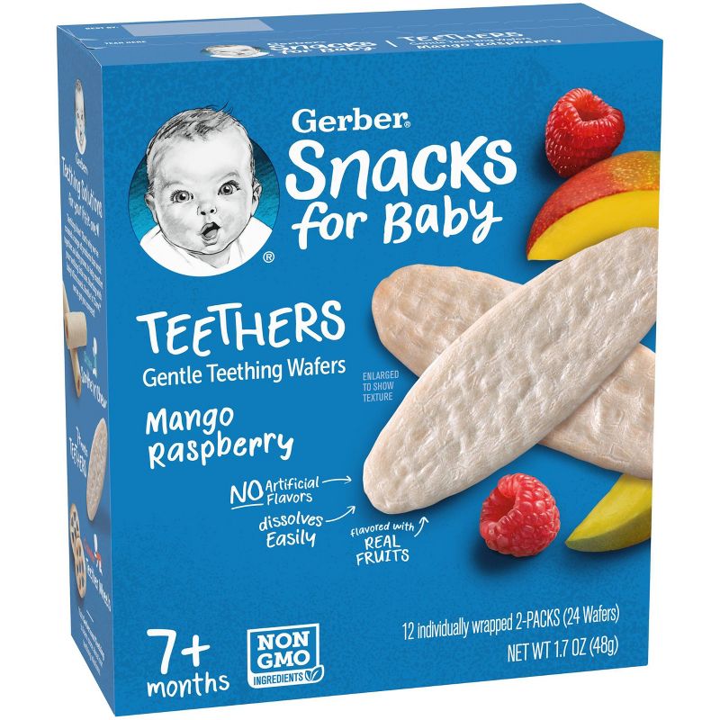 Gerber Teether Mango Raspberry Baby Snacks - 1.7oz/12pk Each, 3 of 10