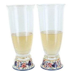 Blue Rose Polish Pottery P002 Set of 2 Maf Beer Glasses - 1 of 2