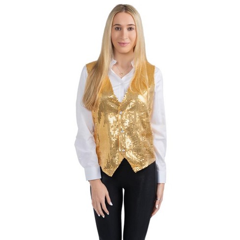 Gold sequin vest outlet top