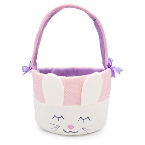 Plush Easter Bunny Baskets for Kids with Handles, White - Plushible - 1 of 4