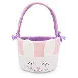 Plush Easter Bunny Baskets for Kids with Handles, White - Plushible