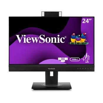 ViewSonic VG2456V 24 Inch 1080p Video Conference Monitor with Webcam, 2 Way Powered 90W USB C, Docking Built-In Gigabit Ethernet and 40 Degree Tilt