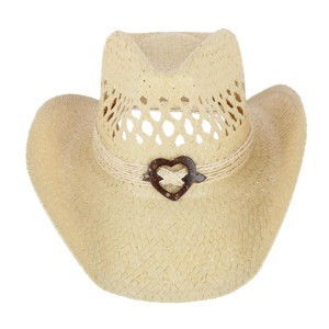 CTM Women's Western Straw Cowboy Hat with Heart Concho - 1 of 4