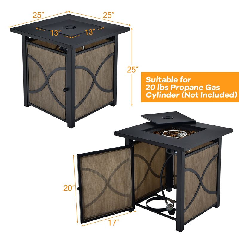 Costway 25'' Gas Fire Pit Table 40,000 BTU Propane Fire Pit Table w/ CSA Certification, 3 of 9