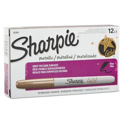  Sharpie Metallic Permanent Markers, Fine Point, Gold, 2 Count  : Gold Pen : Office Products