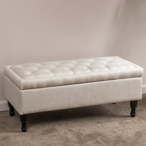 PAGED Storage Ottoman Bench with Solid Wood Legs Tufted Entryway Bench with Plush Padded Tufted Top for Family Room, Living Room - 1 of 4