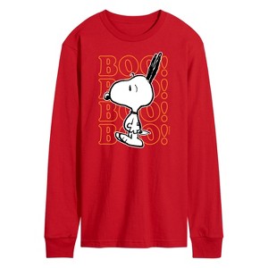 Men's - Peanuts - Boo Snoopy Scared Long Sleeve Graphic T-Shirt - 1 of 3