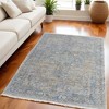 Gray Blue and Tan Abstract Hand Woven Distressed Area Rug With Fringe - 2 of 4