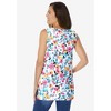 Woman Within Women's Plus Size Perfect Printed Sleeveless Shirred V-Neck Tunic - image 3 of 4