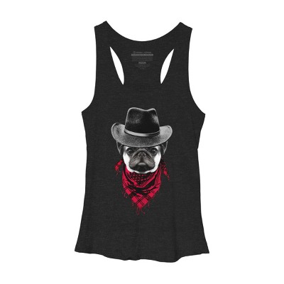 Women's Design By Humans Cowboy Pug By clingcling Racerback Tank Top