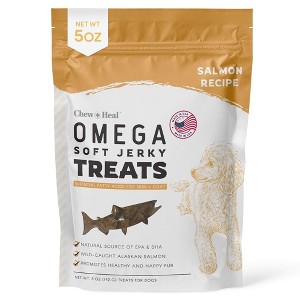 Chew + Heal Wild-Caught Alaskan Salmon Omega Soft Jerky Treats for Dogs, Natural Source of EPA & DHA, Promotes Healthy & Happy Fur - 5oz - 1 of 4