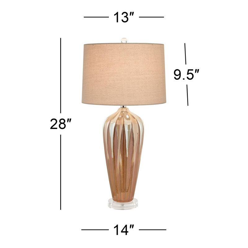 Possini Euro Design Loren Modern Mid Century Table Lamp 28 1/4" Tall Ivory Drip Glaze Ceramic Fabric Drum Shade for Bedroom Living Room Bedside House, 4 of 9