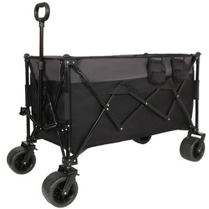 VYNXARIA Tall Heavy-Duty Folding Wagon Cart with 480lbs Capacity for Camping, Beach, Sports, Gardening, Black and Gray - 1 of 4