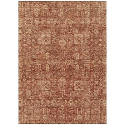 Orange Copper And Terra Cotta Oriental Washable Indoor Outdoor Area Rug
