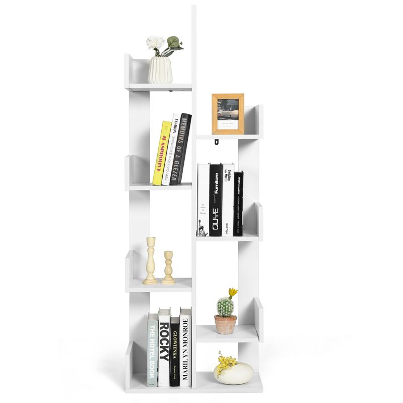 Tangkula 8-Tier Modern Bookshelf Anti-fall Tree Bookcase Storage Rack Suitable for Home & Office Brown/White/Black, 4 of 7