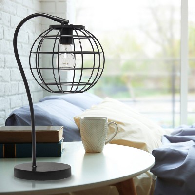 Matte Black Metal Arched Cage Table Lamp