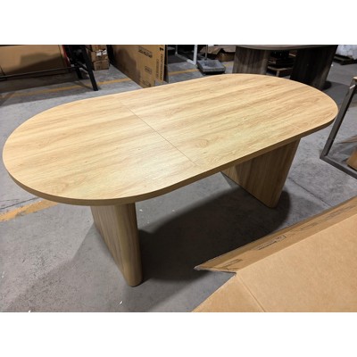 70.8 Inch Oval Dining Table for 6-8 People, Farmhouse Long Large Kitchen Table with Thick Sturdy Wooden Base for Kitchen, Living Room, Office