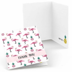 Big Dot of Happiness Pink Flamingo - Party Like a Pineapple - Tropical Summer Thank You Cards (8 count) - 1 of 4