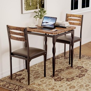 3 Piece Dining Table Set, Dining Table and Chairs Set of 2 with Spiral Legs, Dining Set for 2, Suitable for Small Spaces, Kitchen, Apartment - 1 of 4