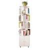 Okak Modern 360 Rotating Bookshelf, Floor Standing Bookshelf with 4 Tiers and Doors, Storage Organizer for Bedroom, Living Room, Walnut White - 4 of 4