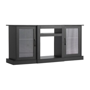 Yukimo 27"H TV Stand - Modern Black Entertainment Center, Glass Doors & Adjustable Shelves, Storage Console for Living Room/Bedroom - 1 of 4