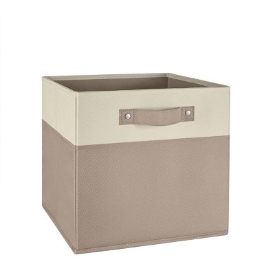 Taupe Two-Tone Fabric Collapsible Cube Storage Bins for Kids