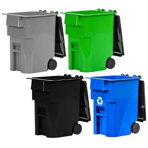 Set of 4 Mini Trash & Recycling Cans with Lid & Wheels for WWE Wrestling Action Figures - 1 of 4