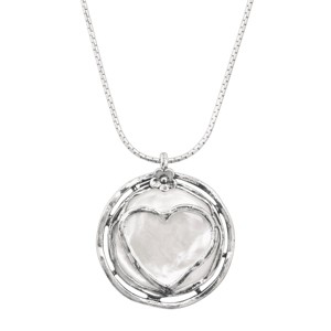 Silpada 'Lighthearted' Natural Mother-of-Pearl Heart Pendant in Sterling Silver, 18" + 2" - 1 of 4