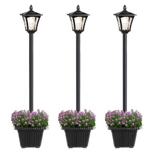 LamQee 1-Light 63 inch LED Solar Post Light Complete Solar Powered Outdoor Post Light Floor Lamp Exterior Garden Lights for Pathway Patio - 1 of 4