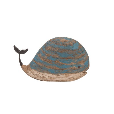 Beachcombers 9.84" WOOD TURQUOISE WHALE Decor Decoration