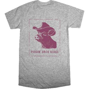 Cowboy Pig "Piggin' Back Rides" Adult Crew Neck Short Sleeve Night Shirt - 1 of 2