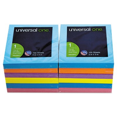 UNIVERSAL Fan-Folded Pop-Up Notes 3 x 3 Assorted Bright Colors 100-Sheet 12/Pack 35611