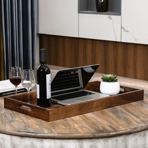 KINWELL Rectangle Black Walnut Wood Serving Tray Ottoman Tray - 1 of 4