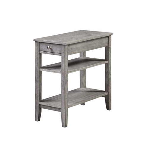Wirebrush Gray American Heritage 3-Tier Narrow End Table Side Table with Drawer 