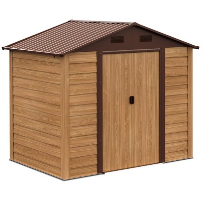 Outsunny Metal Storage Shed Organizer, Garden Tool House with Vents and Sliding Doors for Backyard, Patio, Garage, Lawn