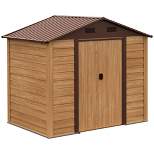 Outsunny 8' x 6' Metal Outdoor Storage Shed with Double Doors and Four Ventilation for Patio Furniture, Garden Tools, Backyard Lawn, Brown