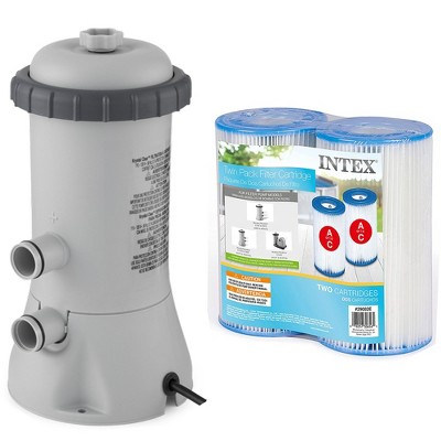 Intex Krystal Clear 530 GPH Pool Cartridge Pump and Filter Replacement Cartridges