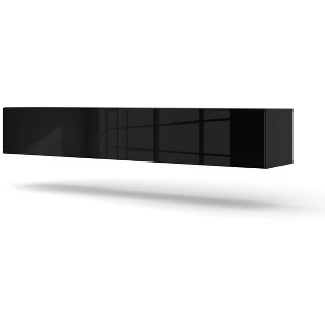 Homlando Lowboard TV Cabinet Bingo 180 cm Made in EU Modern Furniture Hanging TV Cabinet HiFi Table MDF (Black Matt/Black Gloss Black) - 1 of 4